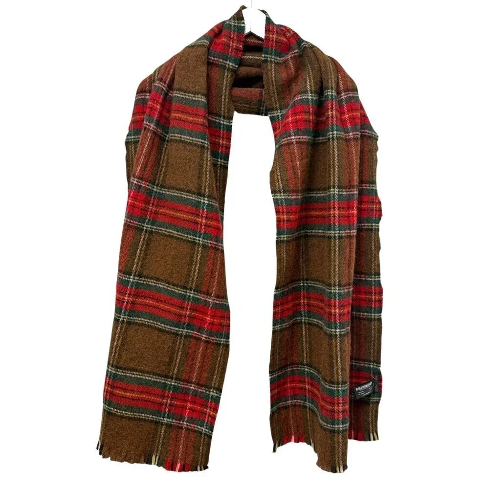 Zara Oversized Blanket Scarf Brown Tartan Plaid Cozy Winter Oblong 78